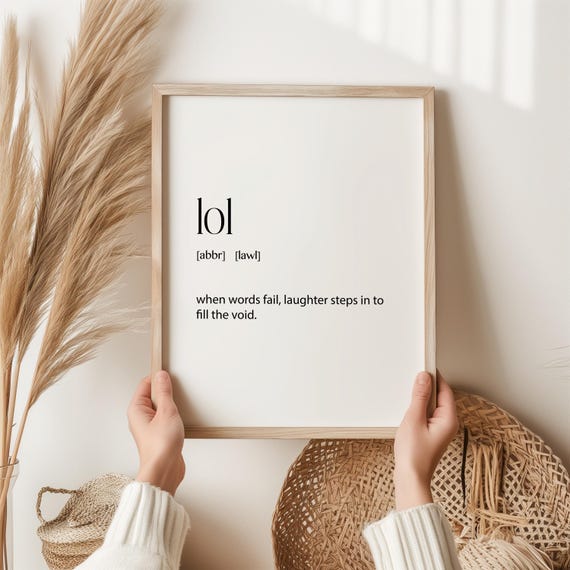 Lol Print Laugh Out Loud Wall Art Definition Gift For Teens Social Media Users Suggestions Funny Wordplay Artwork Word