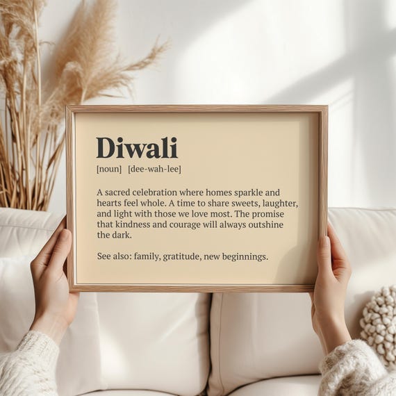 Diwali Definition Print Meaningful Gift For Friends Or Family Festive Wall Art Indian Festival Poster Home Decor