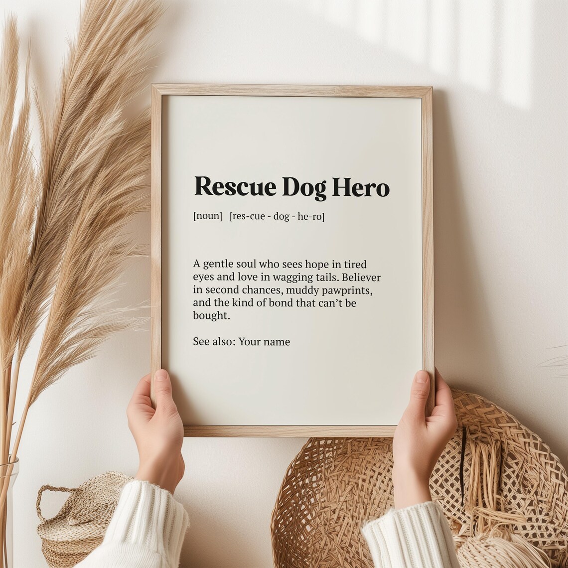 Dog Rescue Hero Definition Art Print, Personalized