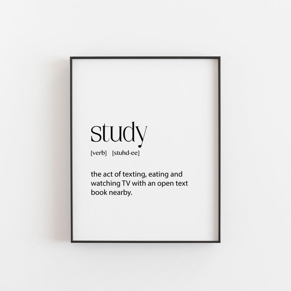 Teenager Gifts Study Definition Dorm Decor, Wall Art Print