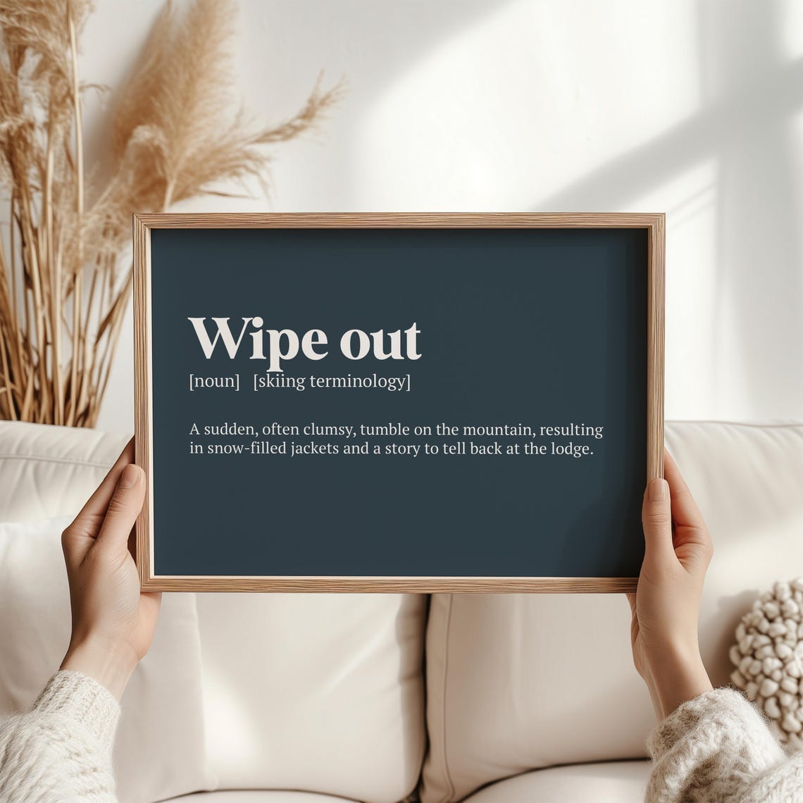 Wipe Out Skiing Term Definition Print Mountain Fall Humor Lodge Decor - Image 2