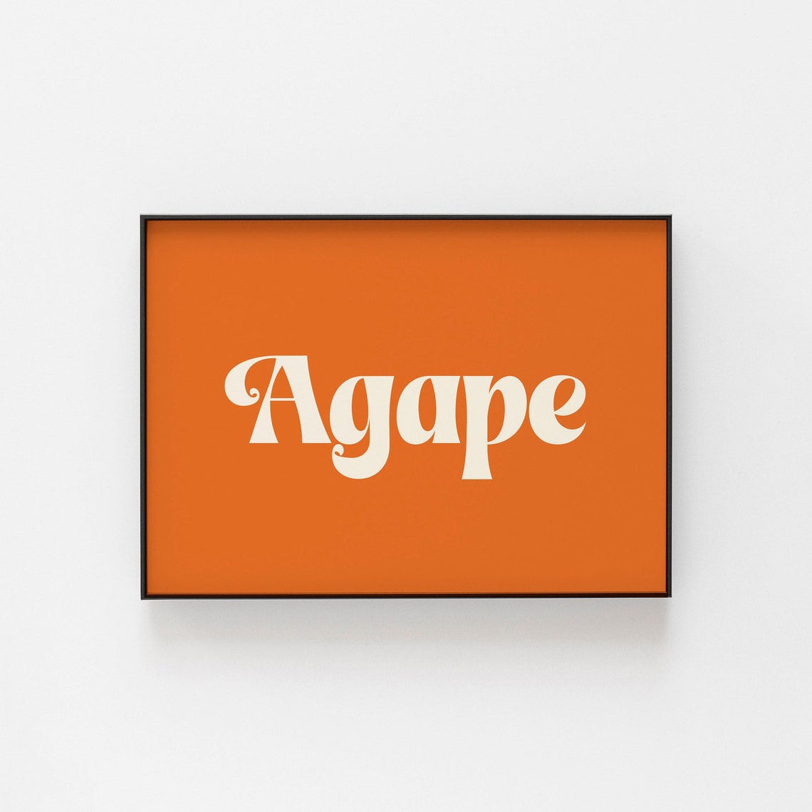 Agape Retro Cream On Burnt Orange Greek Love Typographic Poster