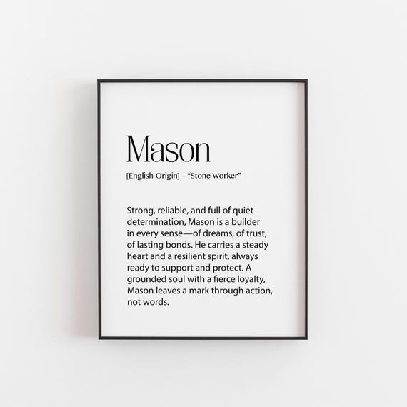 Mason Name Meaning Poster, Nursery Decor