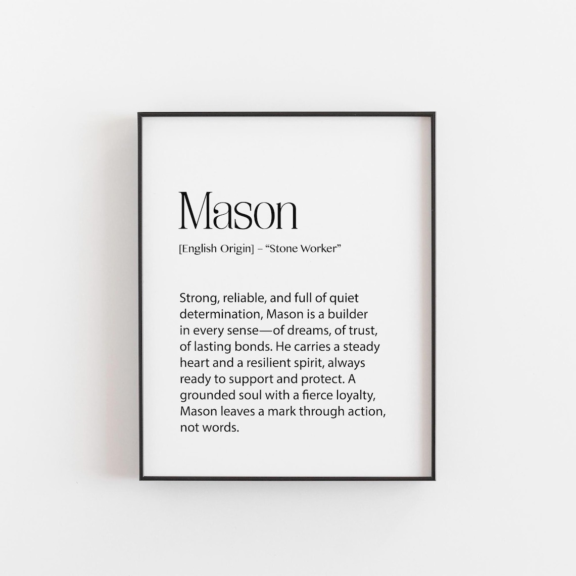 Mason Name Meaning Poster, Nursery Decor