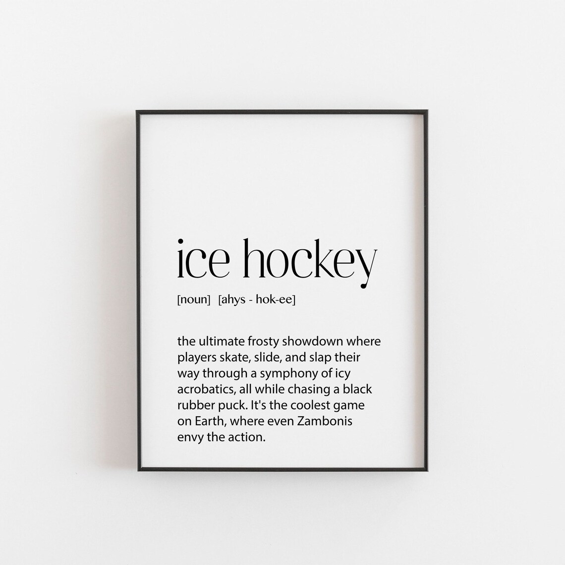 Ice Hockey Definition Poster, Gift for Fans