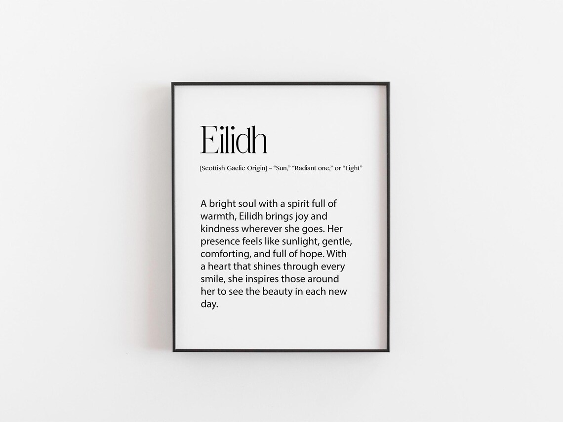Eilidh Name Meaning Art Print, Scottish Gaelic Origin