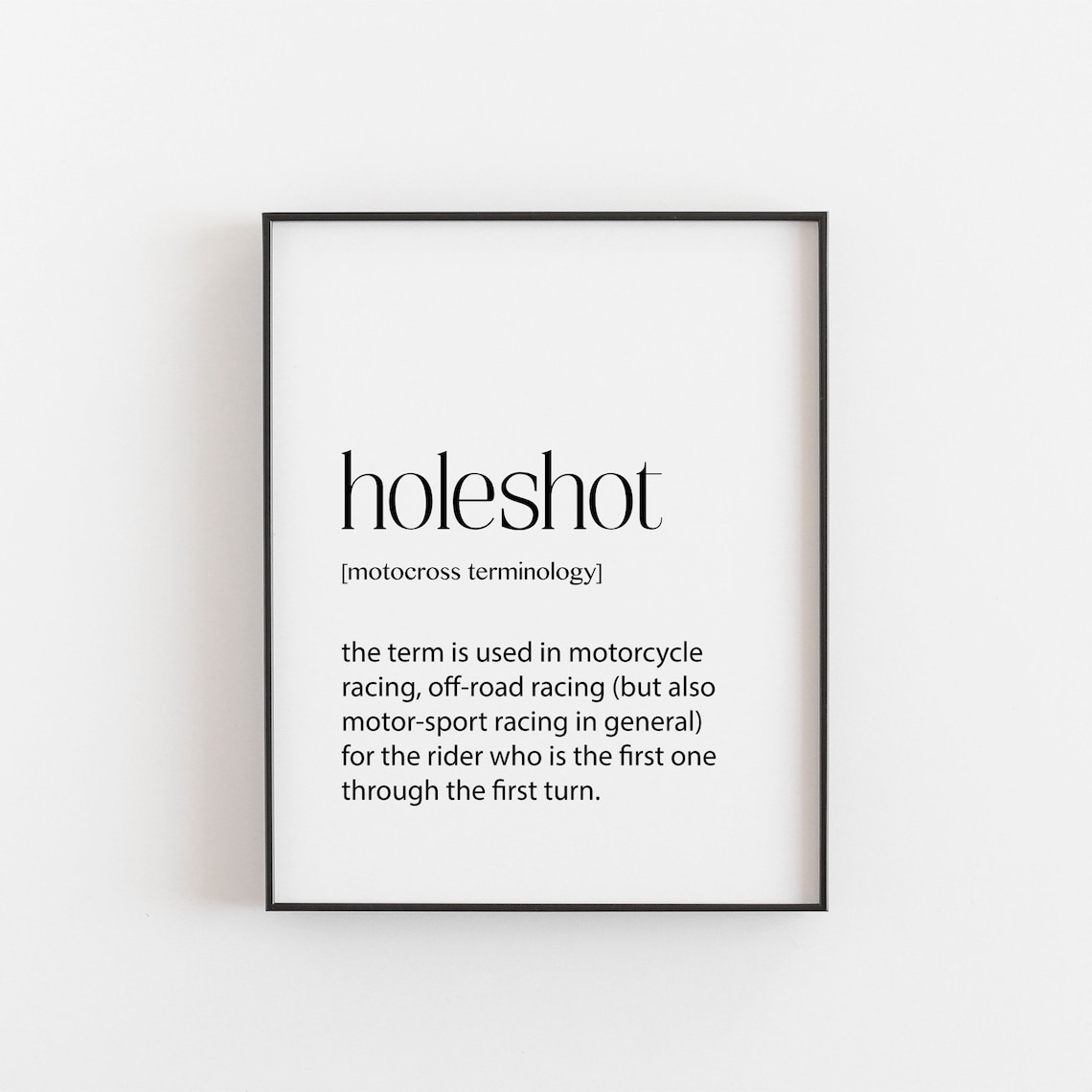 Motocross Holeshot Art Print, Motorsport Definition