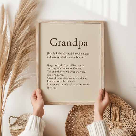 Grandpa Definition Funny Grandfather Birthday Gift Family Quote Wall Poster