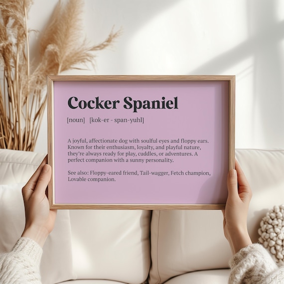 Cocker Spaniel Dog Breed Definition Funny Pink Background Art Poster