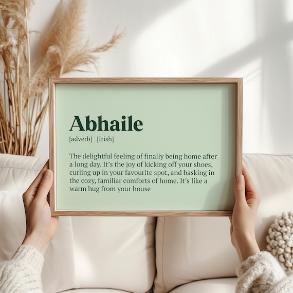 Abhaile Irish Home Definition Cozy Comforting Word Art Poster