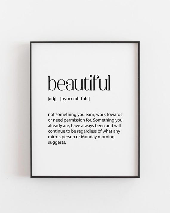 Beautiful Definition Print Self Love Gift For Her Empowering Wall Art Confidence Body Positive