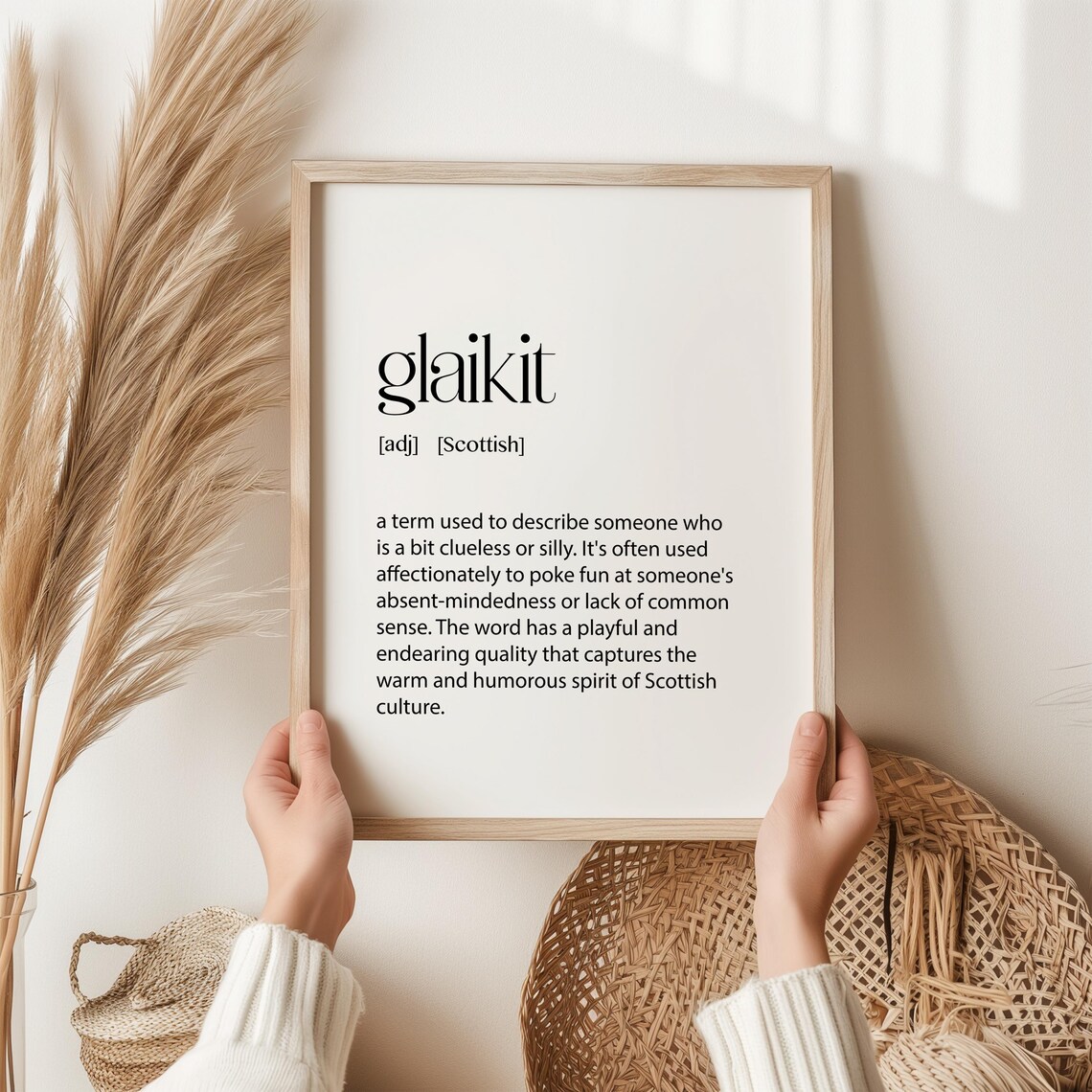 Glaikit Definition Print Scottish Slang Wall Art Funny Scots Gift Scotland Decor Humour Poster And Words