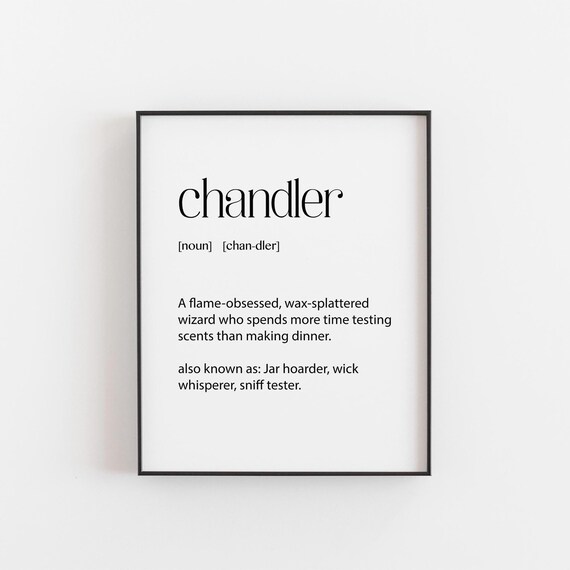Chandler Definition Funny Typography Print Gift For Candle Makers And Wax Lovers