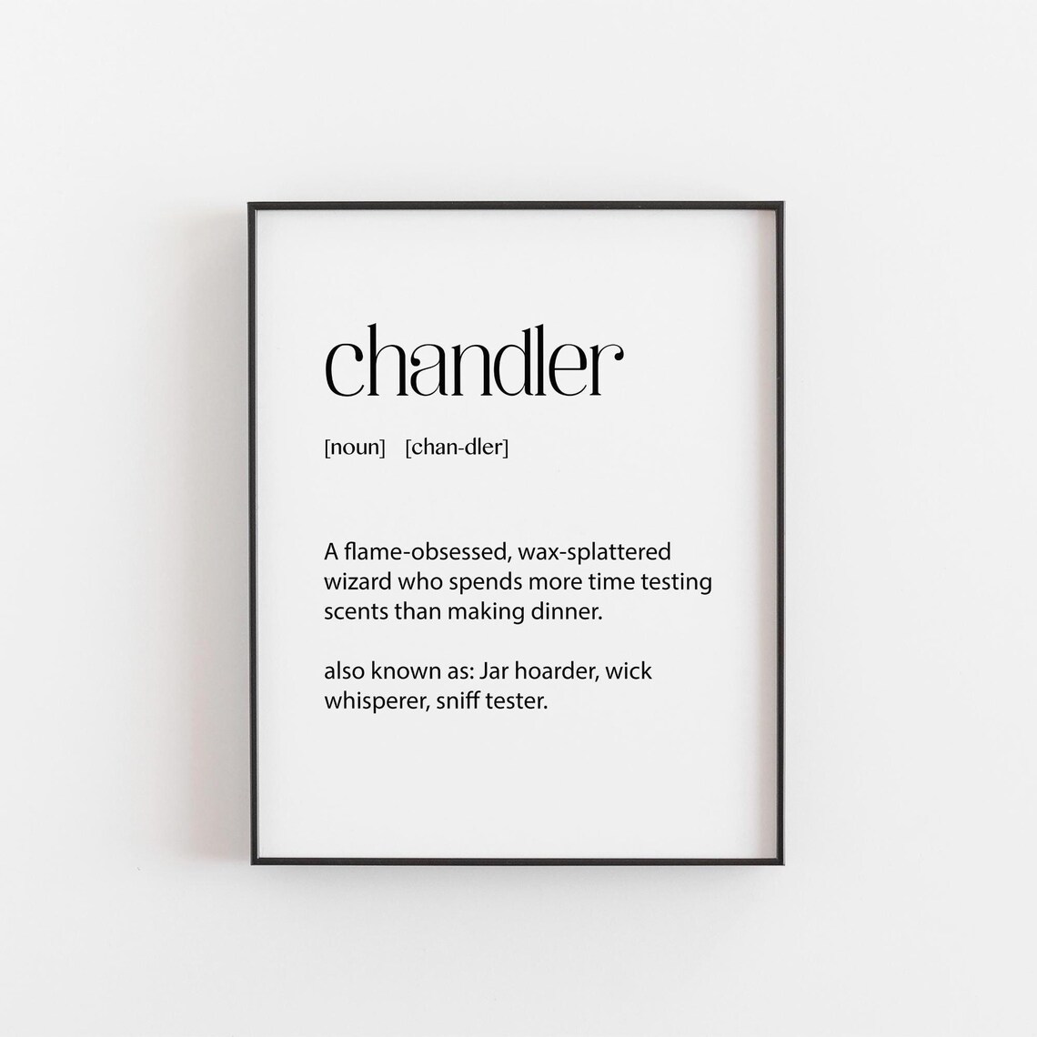 Chandler Definition Funny Typography Print Gift For Candle Makers And Wax Lovers