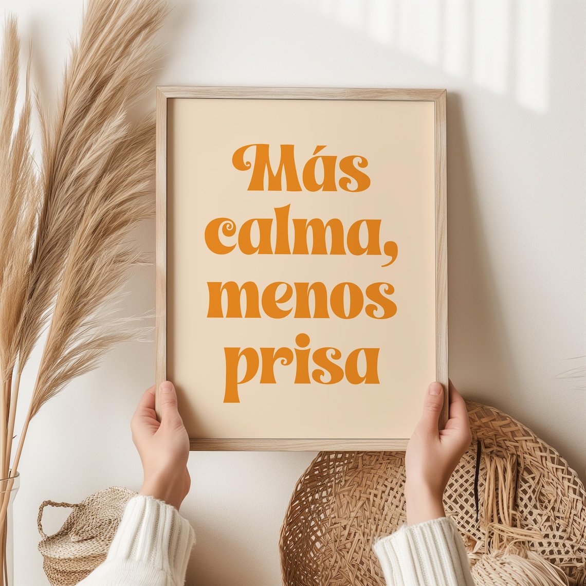 Ms Calma Menos Prisa Spanish Quote Poster, Boho