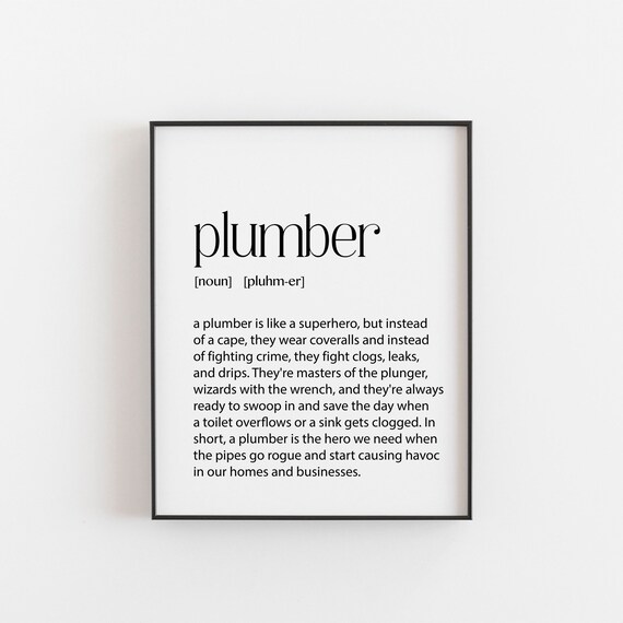 Plumber Definition Typography Poster Funny Plumbing Superhero Gift Art