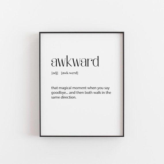 Awkward Definition Funny Social Dictionary Quote Minimalist Typography Poster
