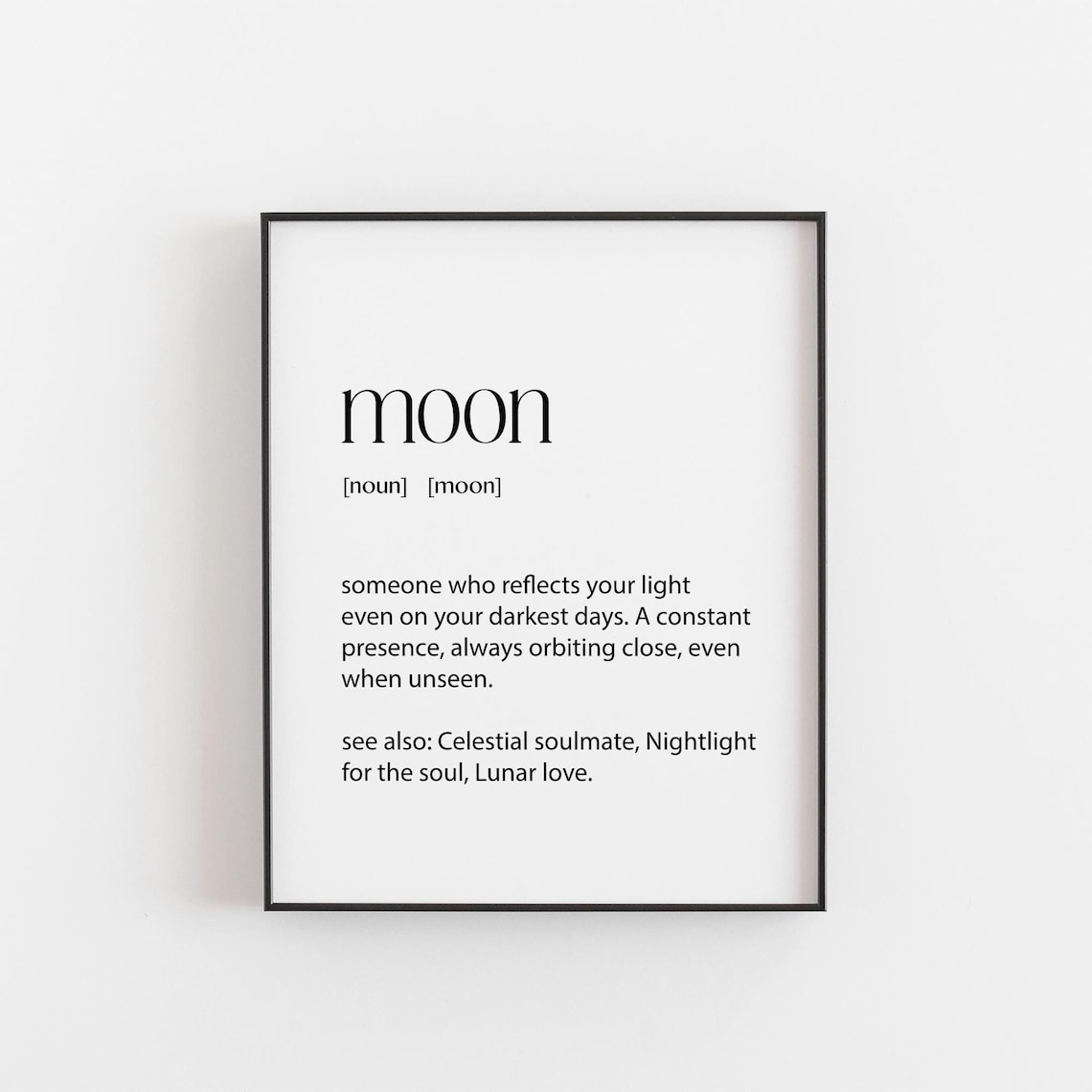 Moon Definition Print Celestial Wall Art Romantic Gift Poster Lunar Love Typography Astrology Home Decor Cosmic Soulmate