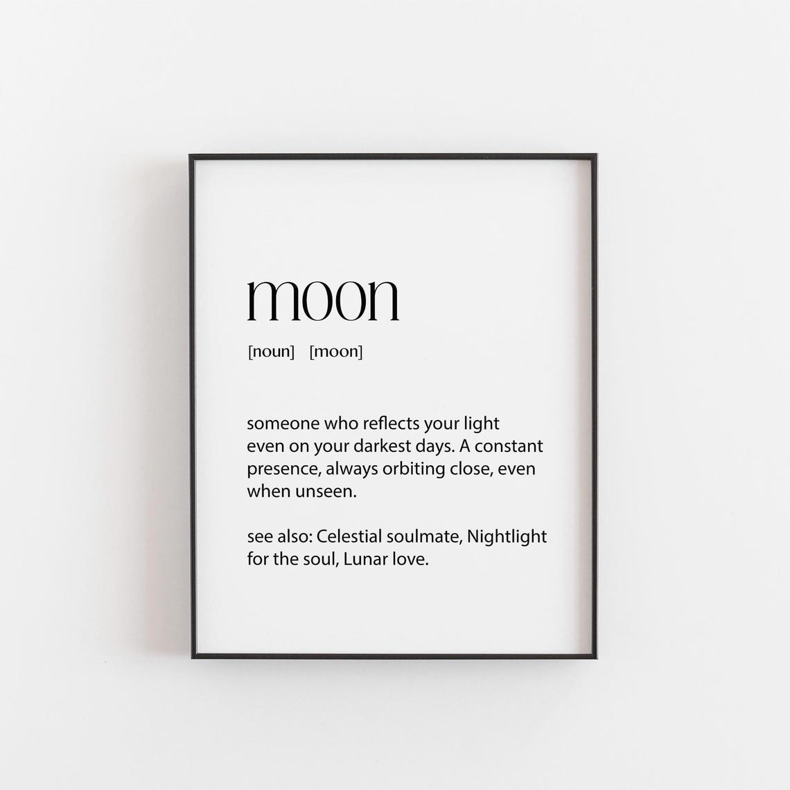 Moon Dictionary Definition Romantic Celestial Love Quote Poster