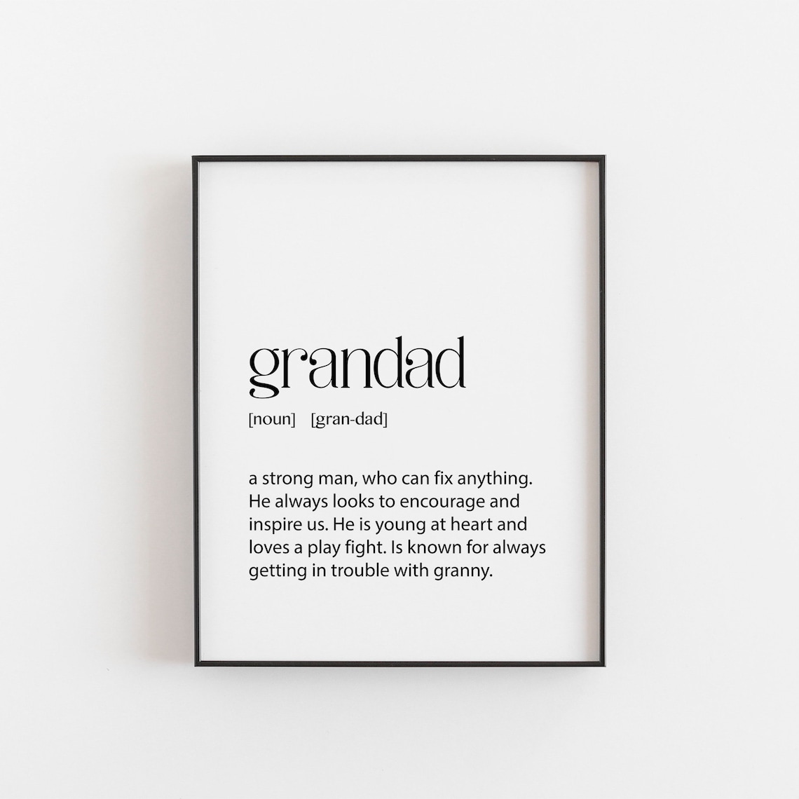 Grandad Gift Definition Christmas Art Print