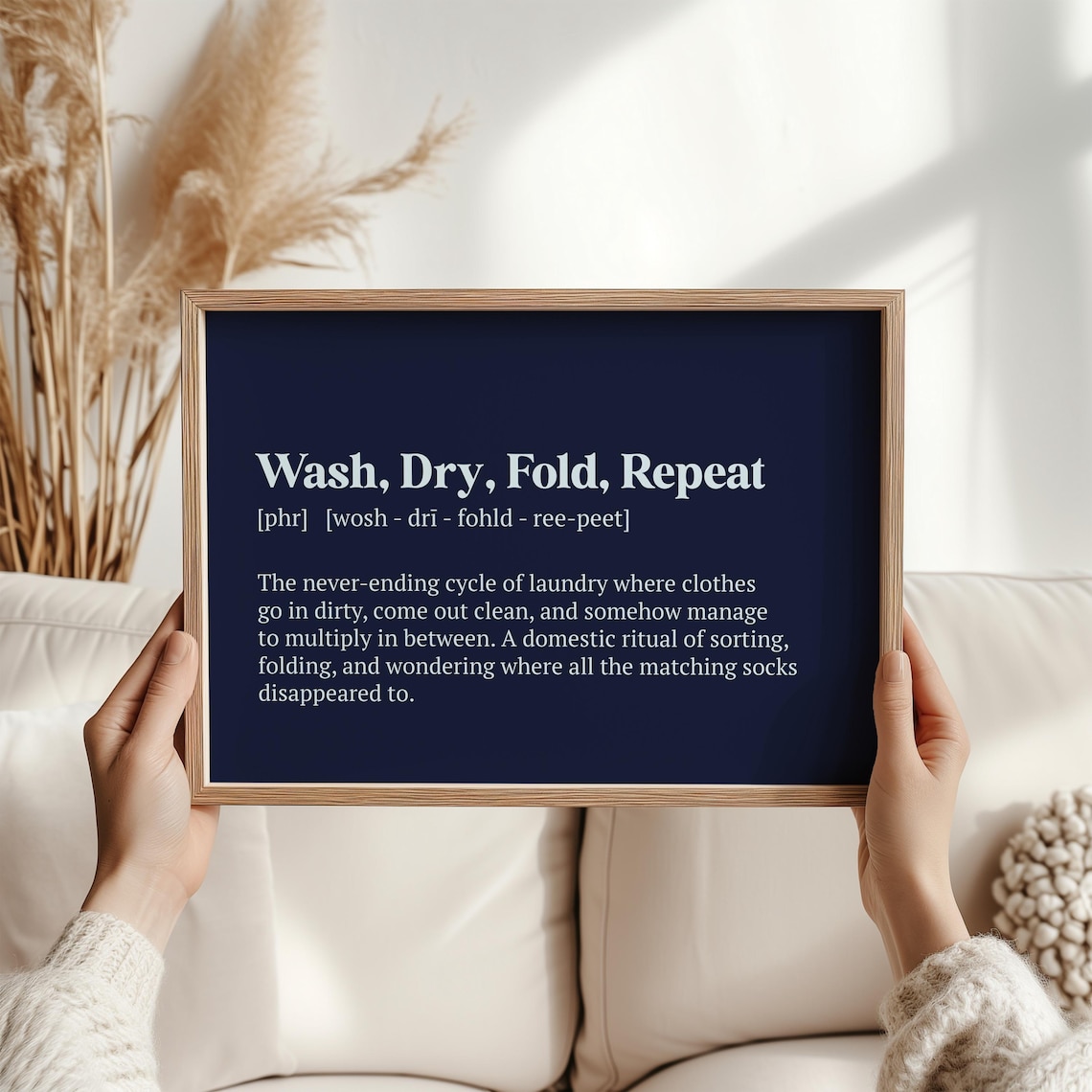 Wash Dry Fold Repeat Humor Poster, Laundry Room Decor