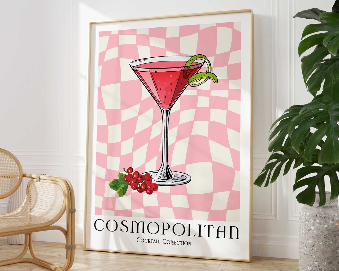 Cosmopolitan Cocktail Retro Kitchen Drinks Art Print