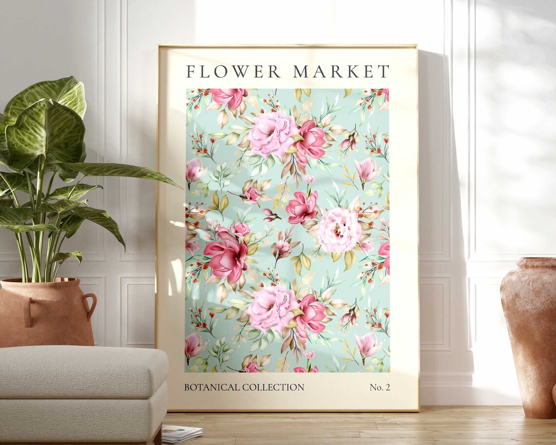 Flower Market Print, Boho Modern Floral Poster