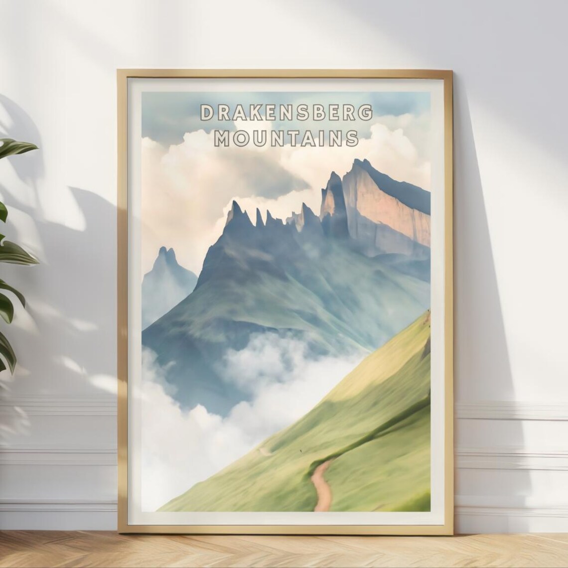 South Africa Drakensberg Travel Poster, Mountain Valley