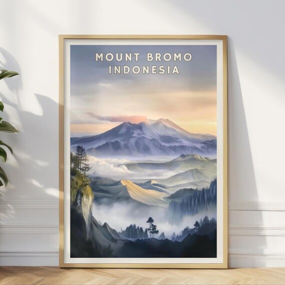 Mount Bromo Indonesia Sunrise Over Volcanic Caldera and Sea of Sand Poster