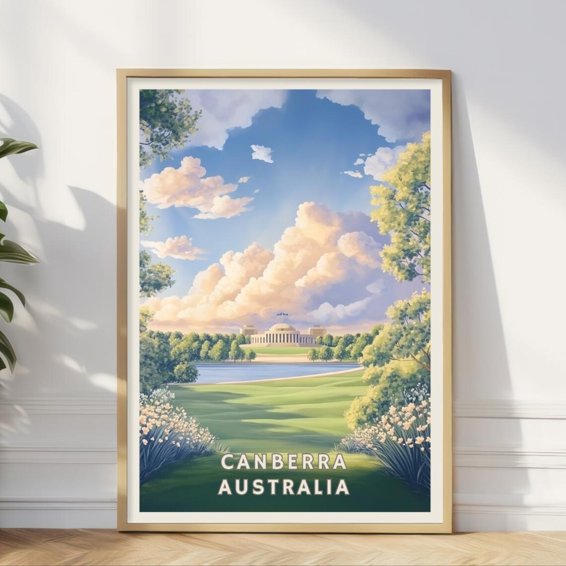 Canberra Australia Parliament House Gardens Travel Art Capital Poster