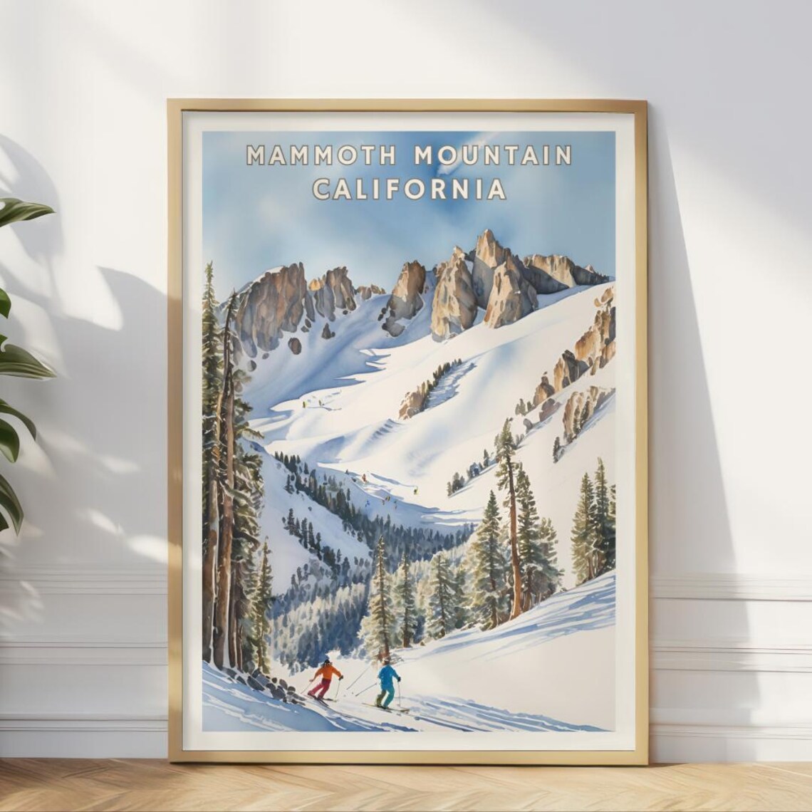 Mammoth Mountain California Travel Poster, Winter Landscape