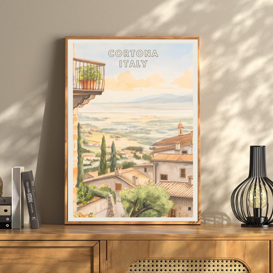 Cortona Italy Travel Poster, Tuscan Hill Town - Image 3