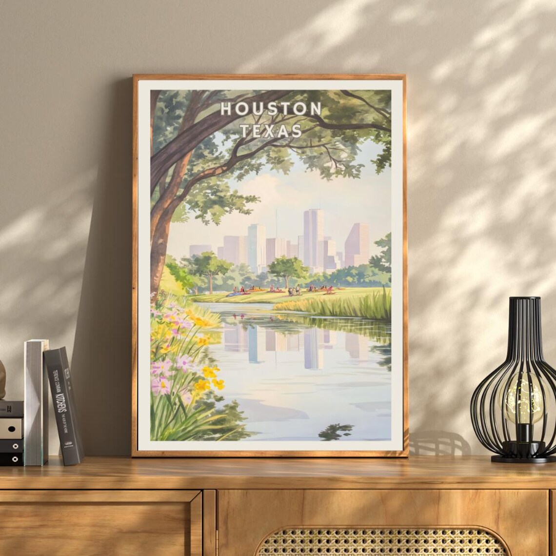 Houston Texas Poster, City Skyline Reflection - Image 3