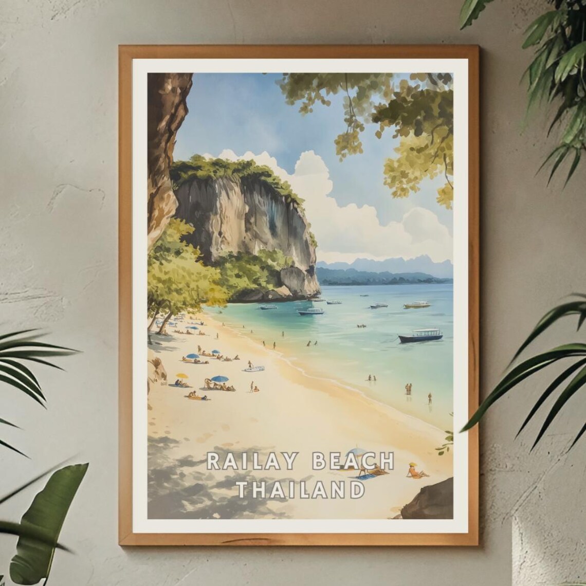 Railay Beach Thailand Travel Poster, Tropical Coastline - Image 2