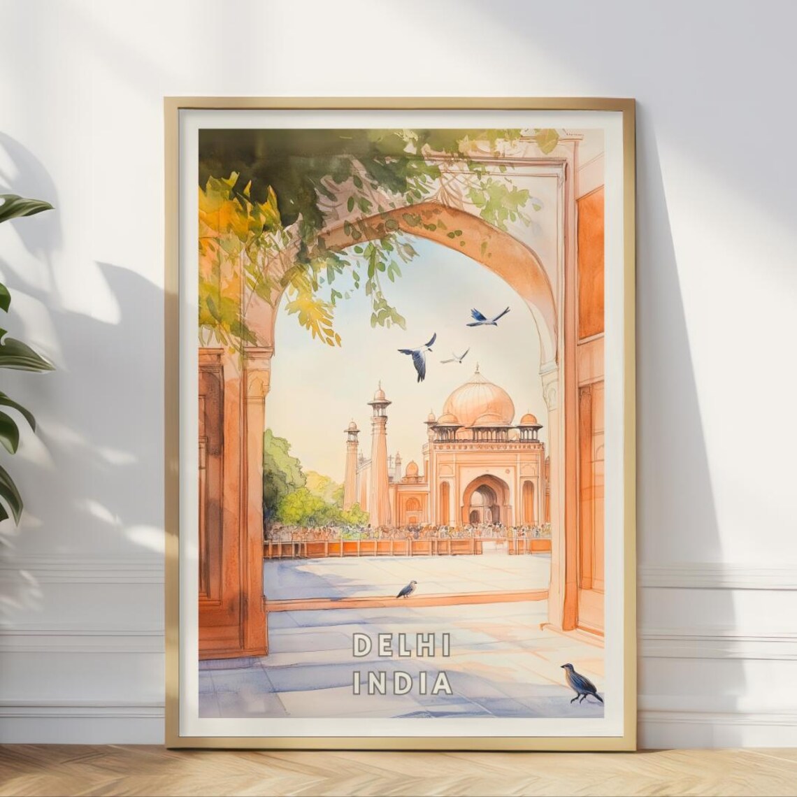 Delhi India Travel Poster, Historic Mughal Architecture