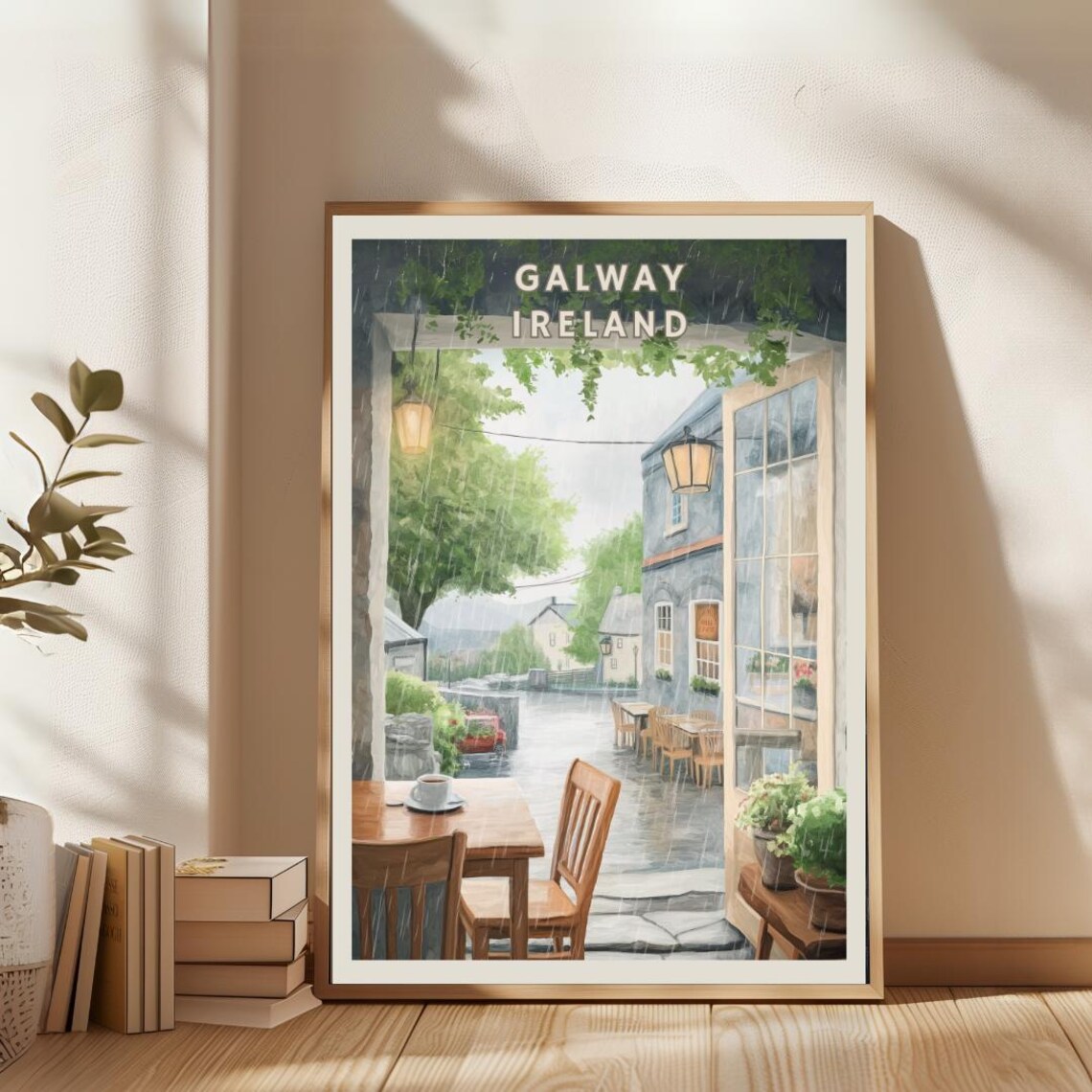 Galway Ireland Poster, Cozy Rainy Street Scene - Image 2