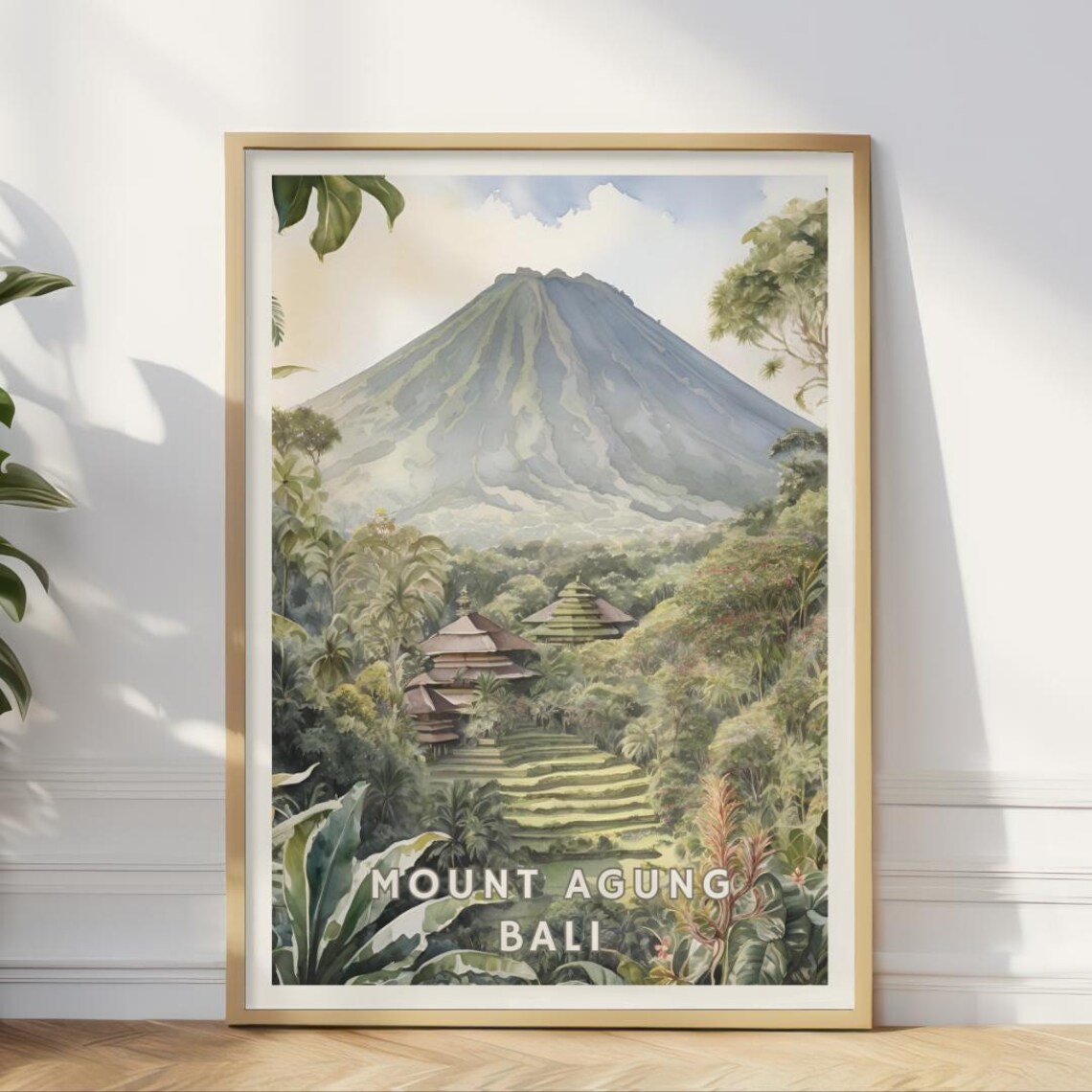 Mount Agung Bali Travel Poster, Tropical Landscape