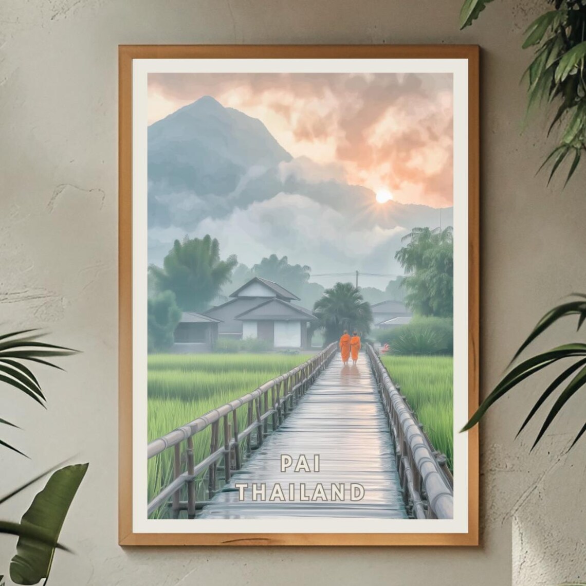 Pai Thailand Travel Poster, Rice Field Landscape - Image 2
