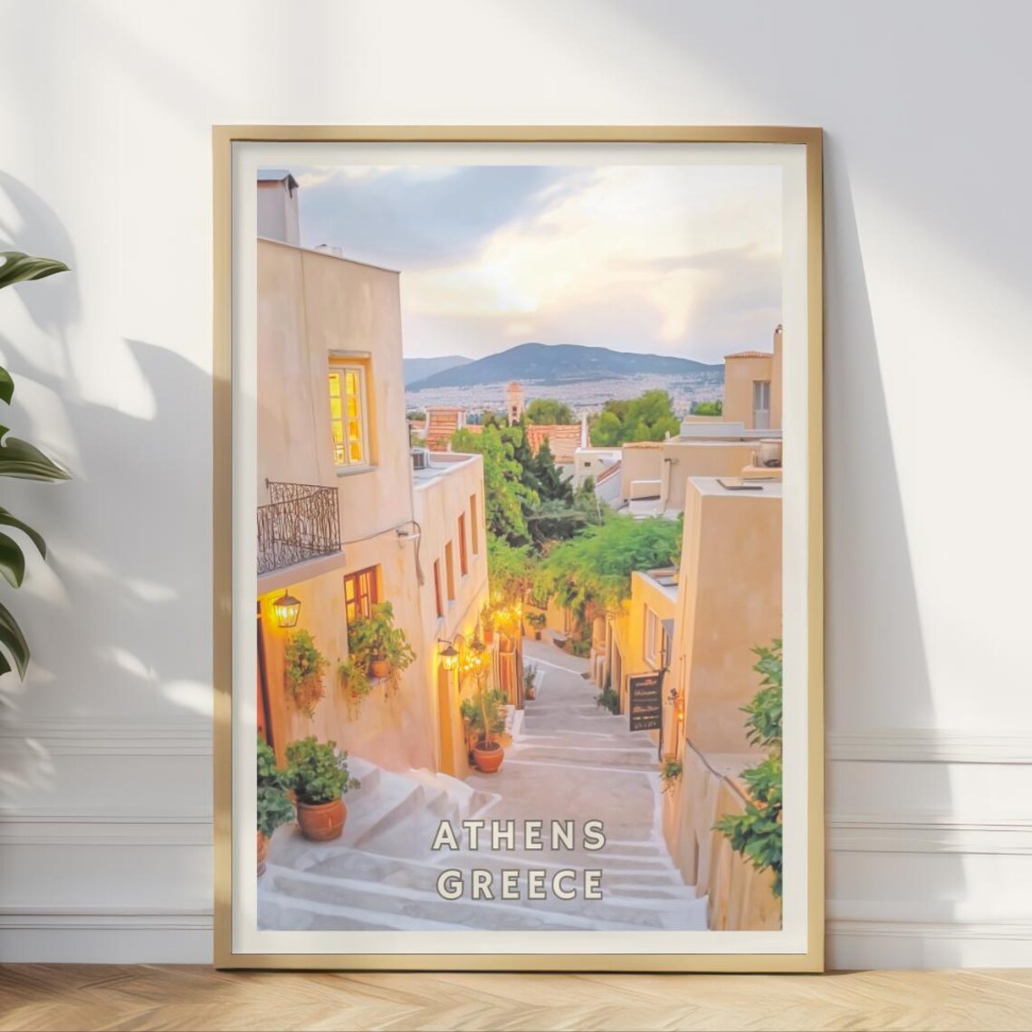 Athens Greece Poster, Plaka Neighborhood Cityscape
