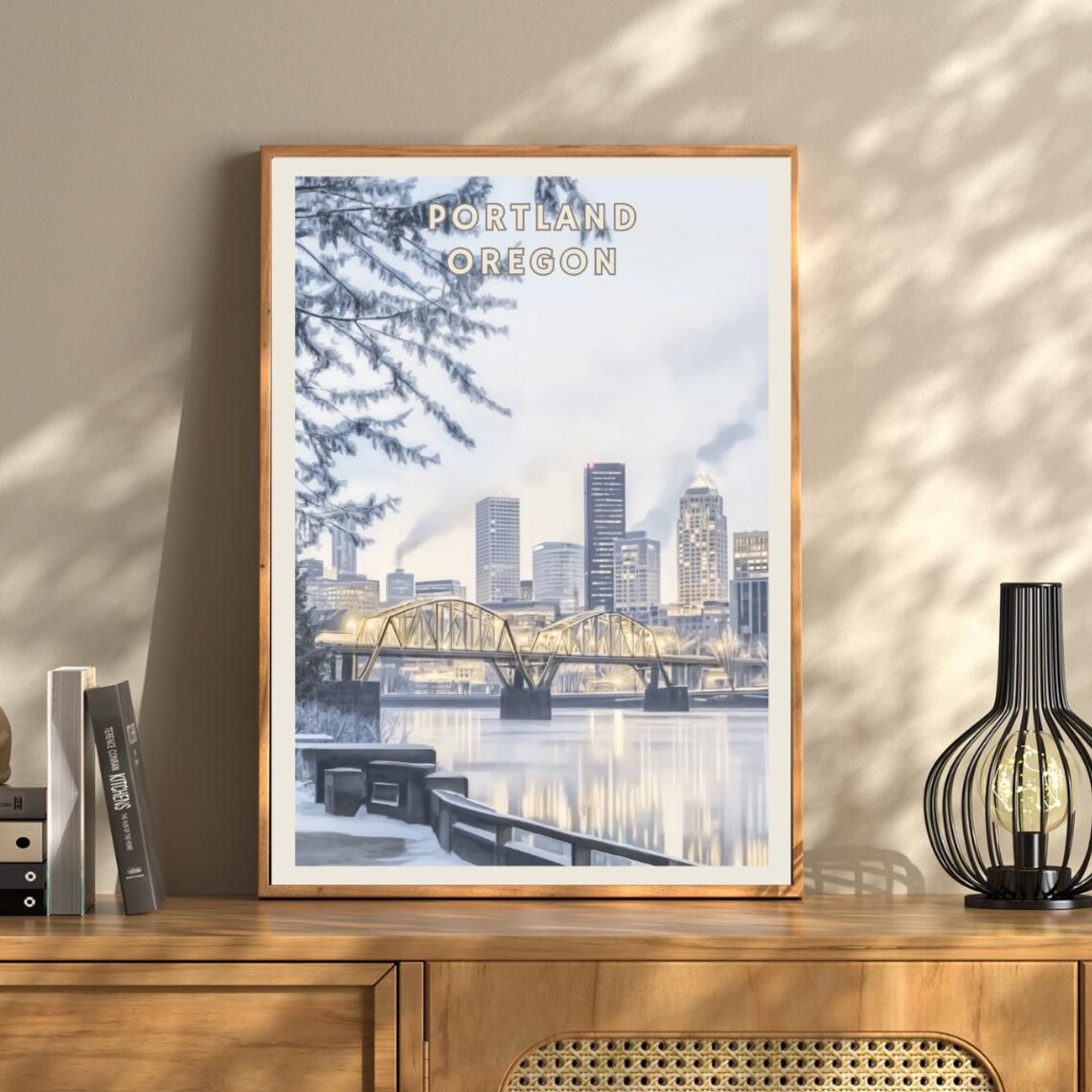 Portland Oregon Winter Skyline, Travel Poster - Image 3