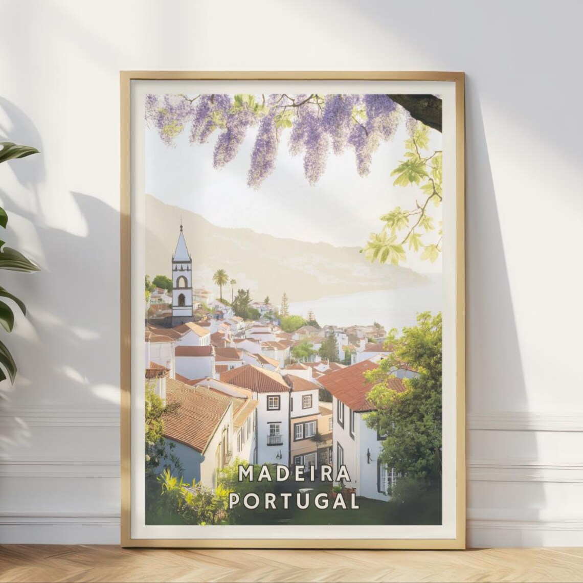 Madeira Portugal Poster Coastal Village Wall Art European Travel Print Atlantic Island Decor Portuguese Architecture Landscape Art