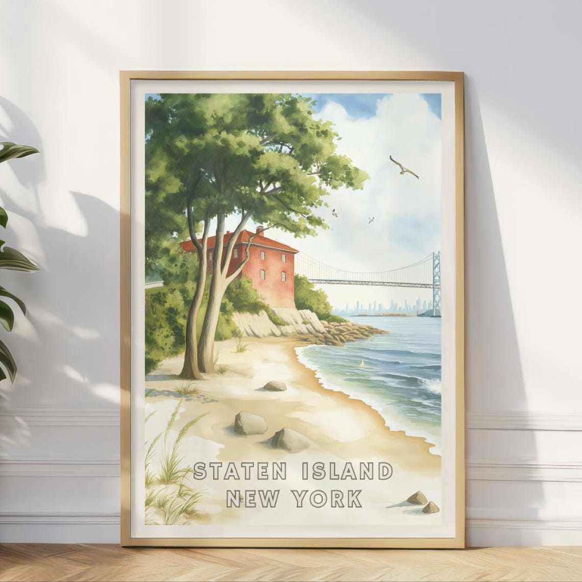 Staten Island New York Poster Nyc Skyline Wall Art New York City Travel Print Urban Landscape Decor New York Art Cityscape Home Decor