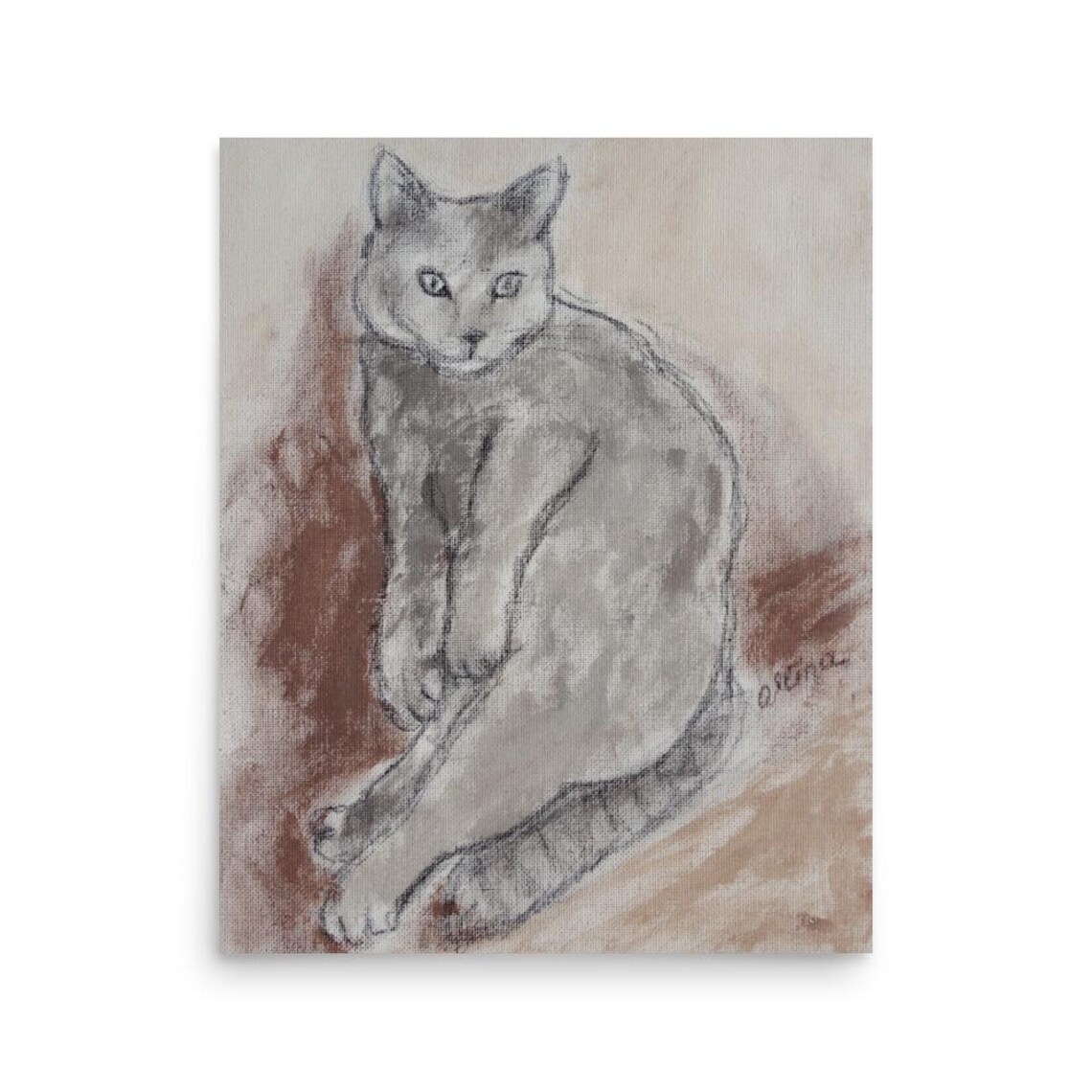 Gray Cat Minimalist Drawing, Poster Print - Image 3