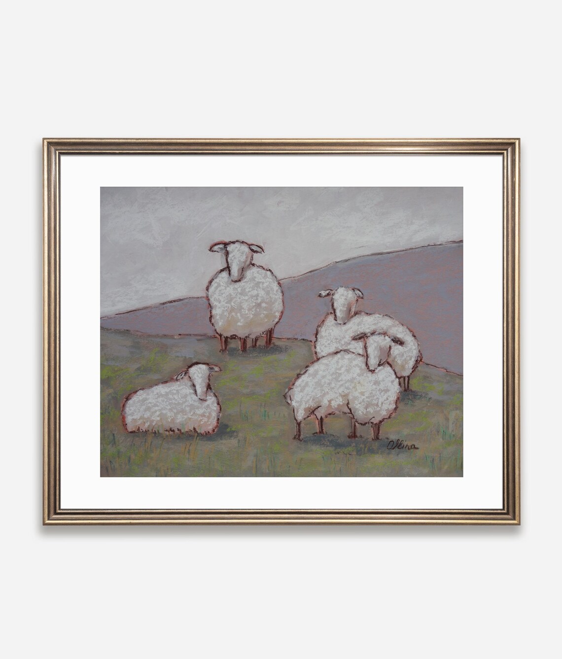 Abstract Landscape With Sheeps, Poster Print