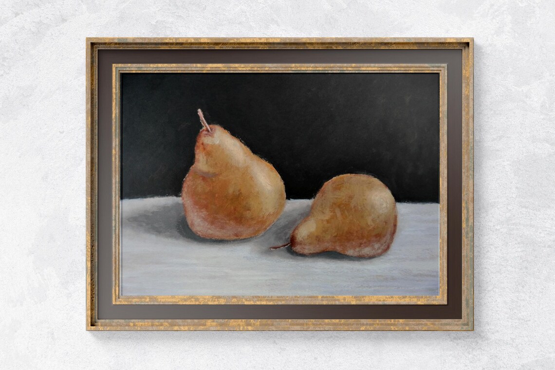 Pear Painting, Black Background Art Print - Image 2
