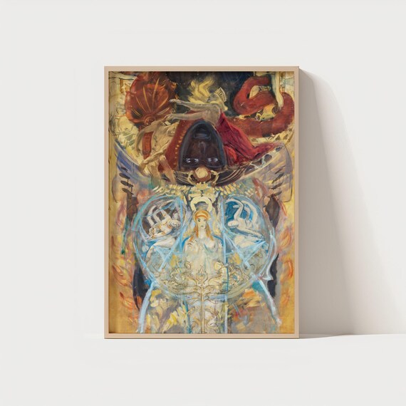 Mystical Symbolist Art Print Esoteric Woman Figure Occult Surreal Wall Poster Magical Spiritual Decor 300 Dpi