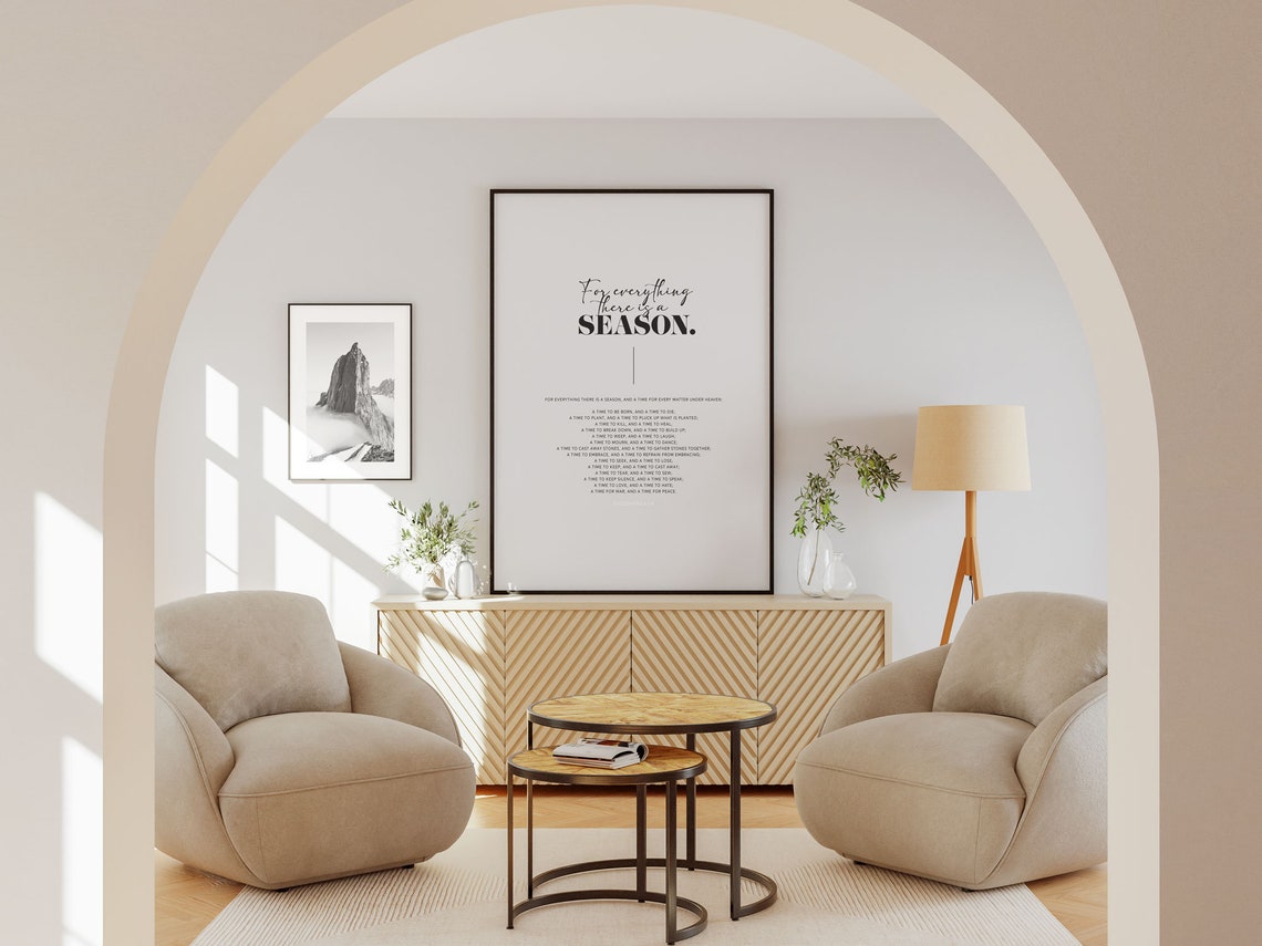 For Everything There Is A Season Ecclesiastes 3 Bible Verse Wall Art Christian Modern Scripture Poster Bold Typography Minimal Home Decor - Image 4
