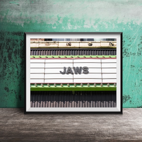 Jaws Movie Theater Marquee Film Screening Horror Classic Poster