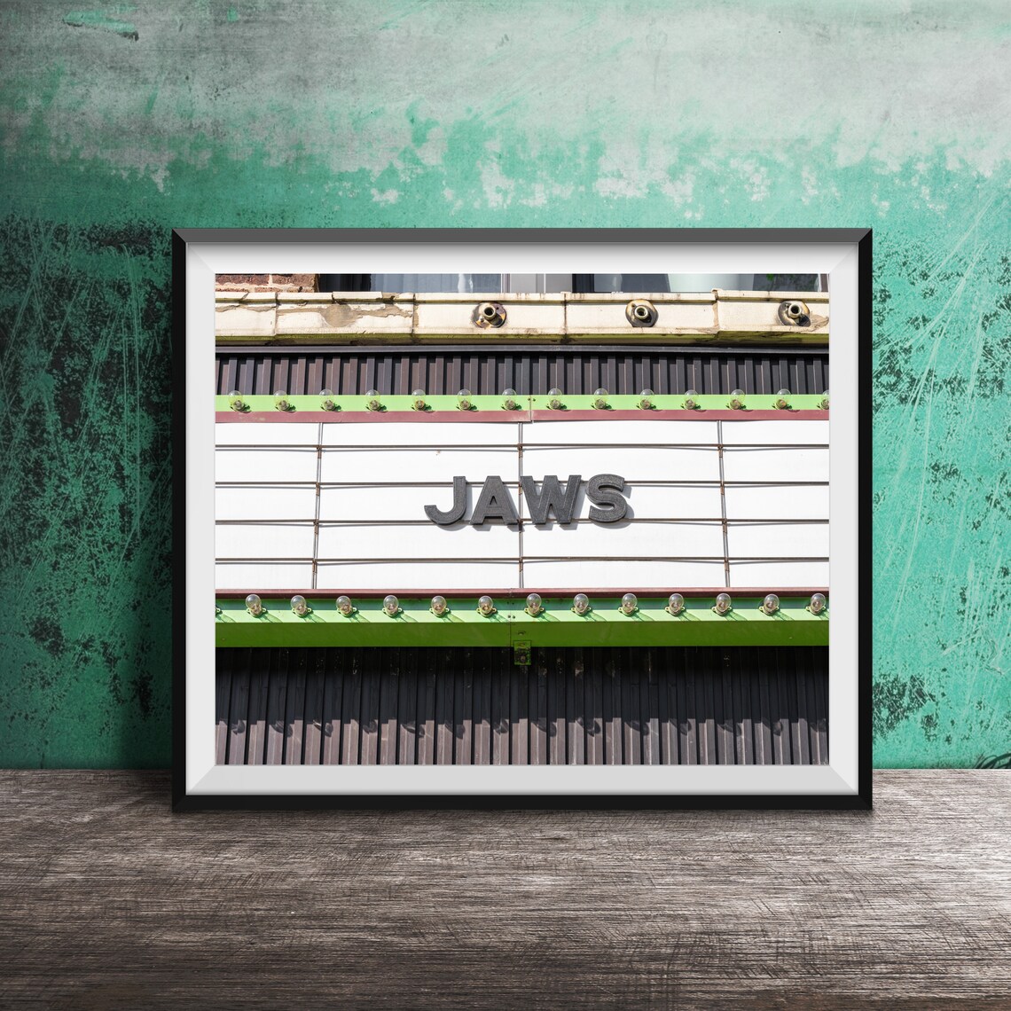 Jaws Movie Theater Marquee Film Screening Horror Classic Poster