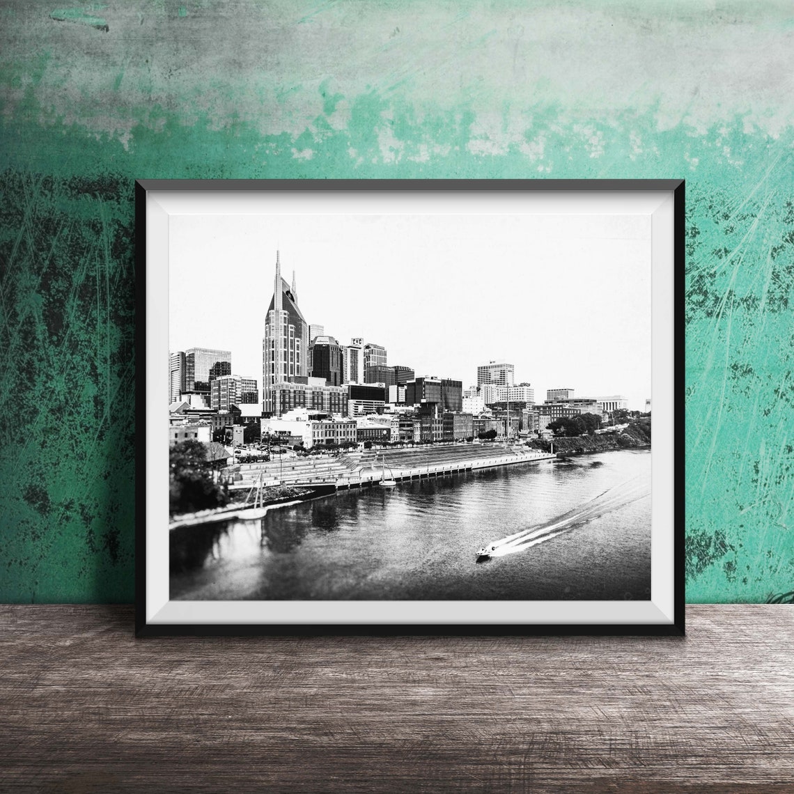 Nashville Tennessee Skyline Cumberland River Boat Photo Poster - Image 2